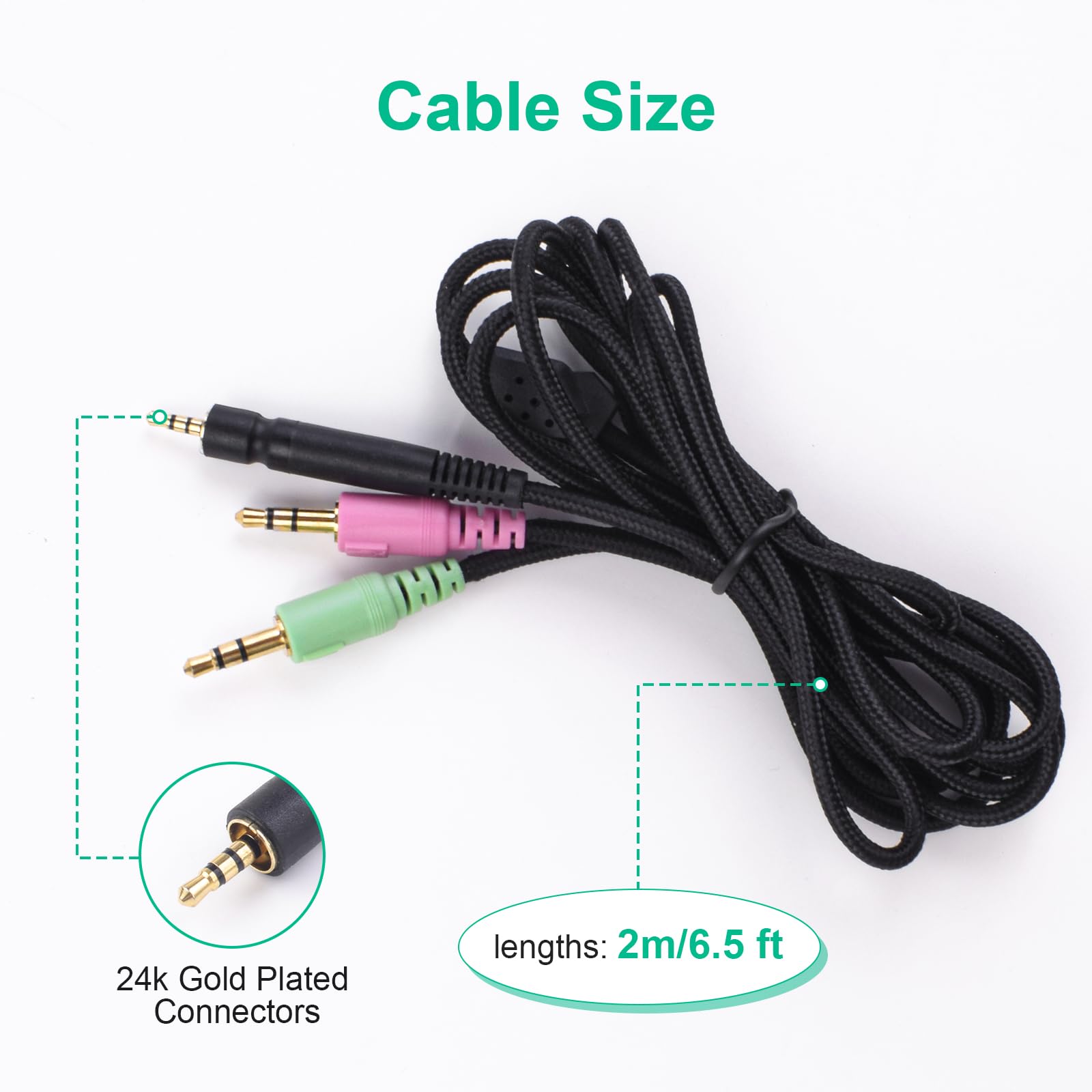 Ersatz gsp600 Kabel Audio--Kabel kompatibel mit Sennheiser Spiel eins, Spiel Null, gsp 500, gsp 600 Spielen-Kopfhörer (schwarz)
