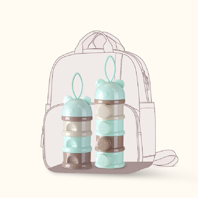 3 layers Bear Style Portable Baby Food Storage Box Essential Cereal Cartoon Infant Milk Powder Box Toddle Snacks Container