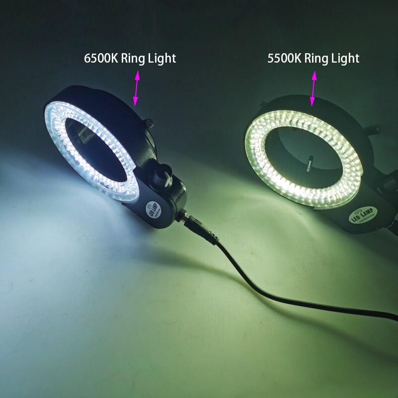 Einstellbar 6500K 5500K 144 LED Ring Licht illuminator Lampe Fo Industrie Stereo Mikroskop Objektiv Kamera Lupe 110V-240V Adapter