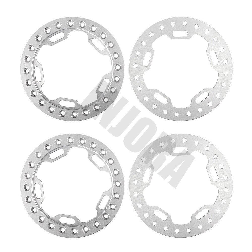 INJORA 4Pcs 52MM Aluminum Alloy 1.9" Wheel Ring for 1/10 RC Crawler Axial SCX10 Traxxas TRX4: 1.9 Silver