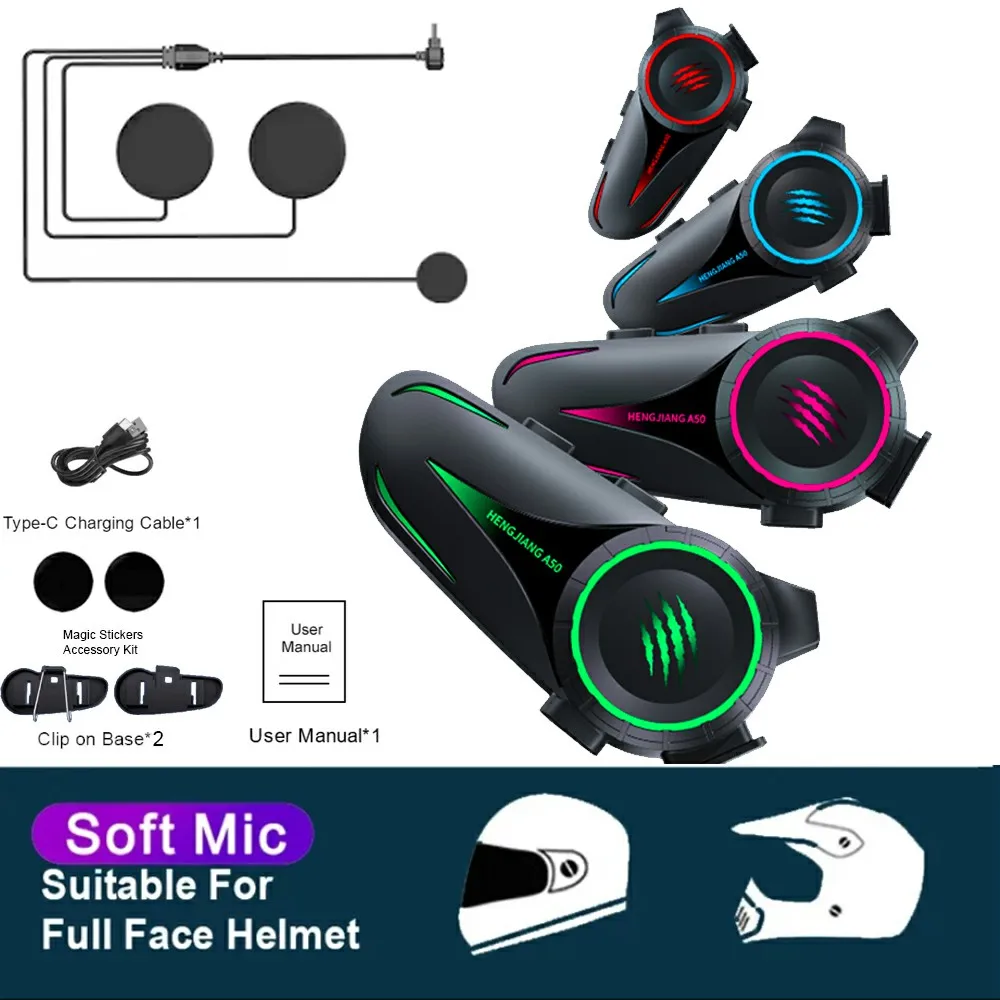 A50 Bluetooth 5.3 Motorhelm Headset Hoofdtelefoon Draadloos Motor Handsfree Stereo Oortelefoon Luidspreker Ruisonderdrukking: Blauw
