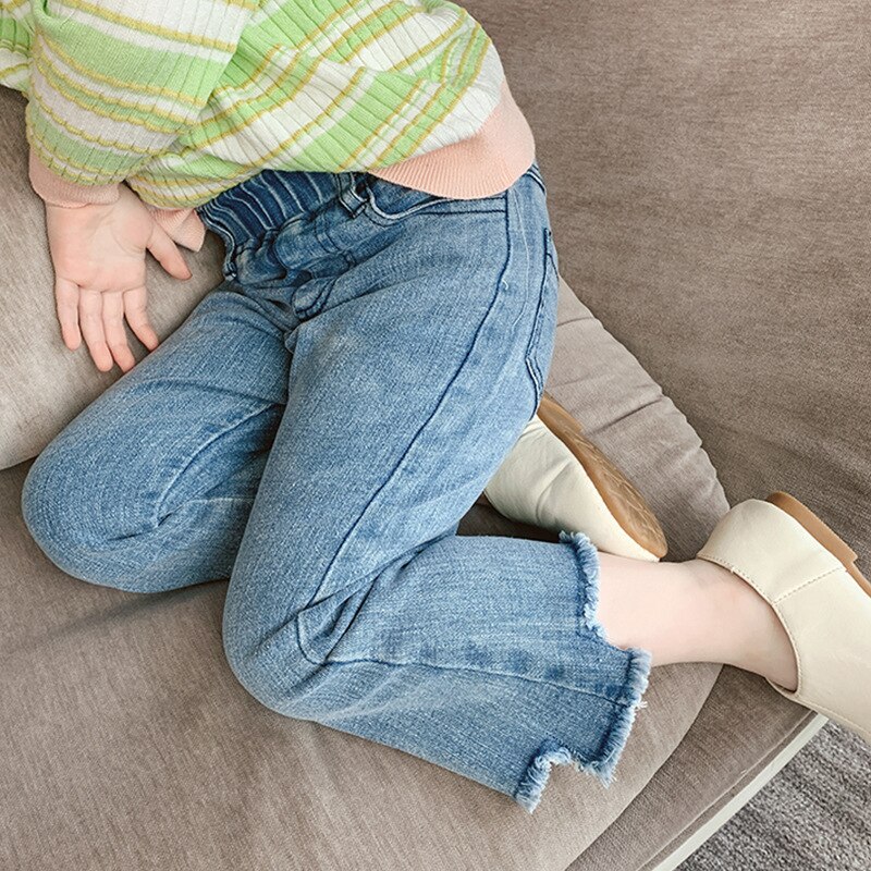 2-8T Kid Girl Jeans Toddler Baby Spring Clothes pantaloni in Denim elasticizzato a vita alta pantaloni eleganti per bambini dolci carini Streetwear