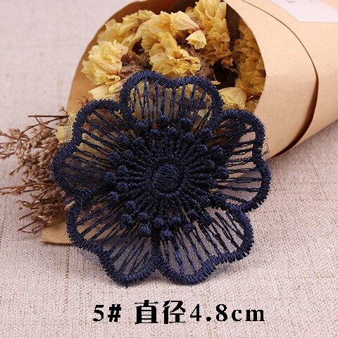 Parches bordados de encaje azul oscuro azul marino, iones para coser en ropa, apliques de mariposa y flores de Organza para ropa, pantalones vaqueros, vestido, rayas DIY