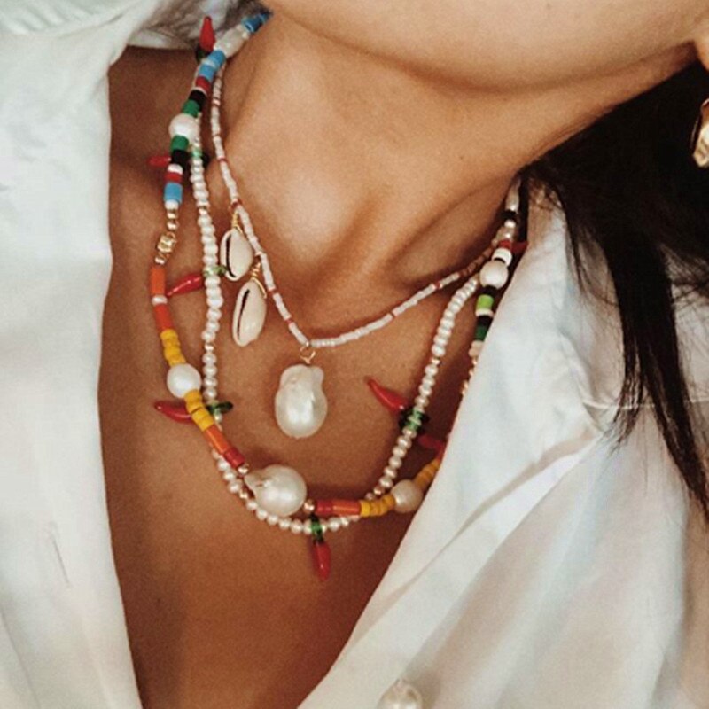 Bohemian Luxury Colourful Beads Freshwater Pearl Necklace SIQI Store products Stitching Mix And Match Style Men Women Jewelry