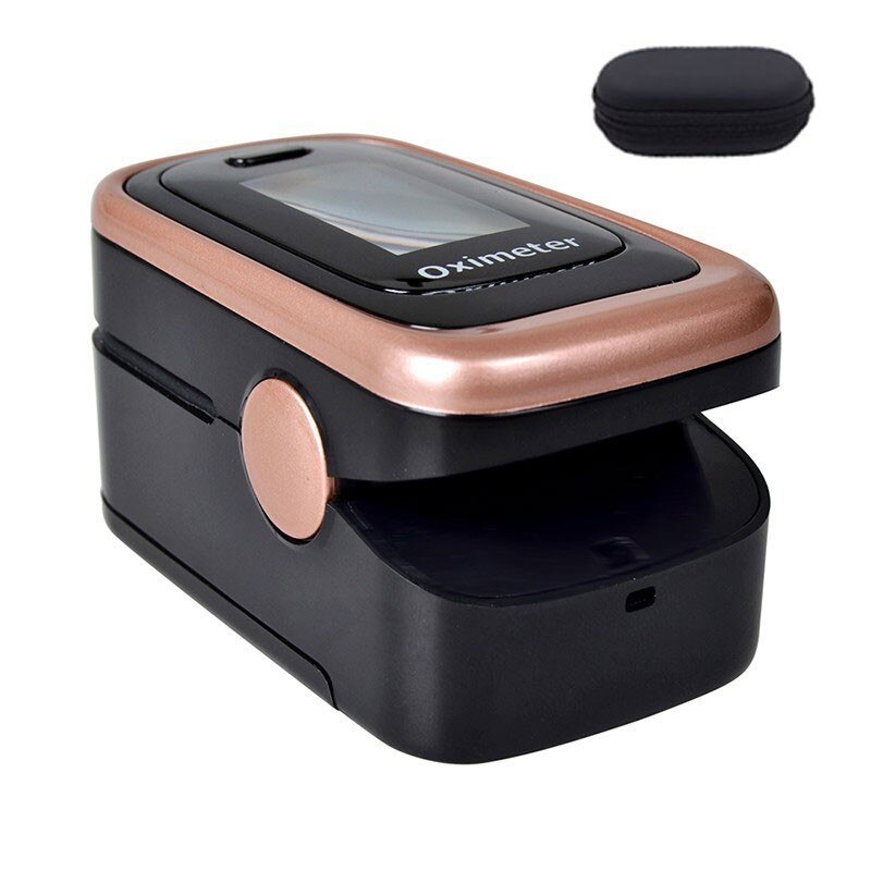 Oxímetro Digital Oled portátil SPO2 PR PI 8 horas monitor De sueño oxímetro De oxígeno en sangre con estuche: black golden case