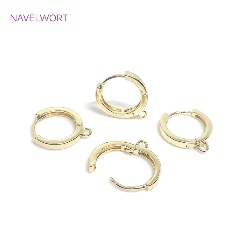 Ganchos para pendientes chapados en oro de 14 quilates, pendientes redondos de aro para suministros de joyería, sujetadores para pendientes, accesorios para pendientes DIY