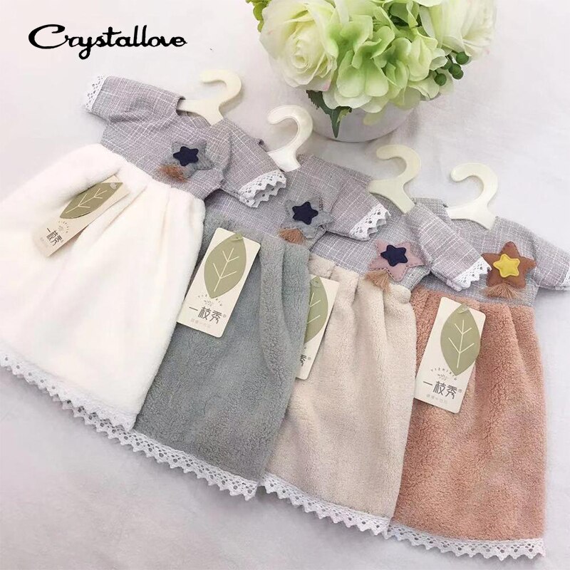 CRYSTALLOVE Lace Hanging Cloth Absorbent Cotton Kitchen Paper Towel Toilet Bathroom Cleaning Tools Household Accessories