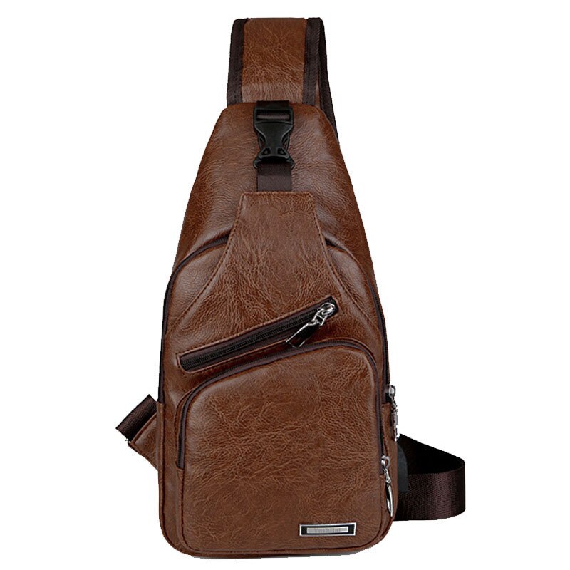 Bolso de hombro para hombre, bandoleras con carga por USB antirrobo, bolso de pecho para hombre, bolso escolar de verano para viajes al aire libre, bolso de mensajero, recién llegado: Brown