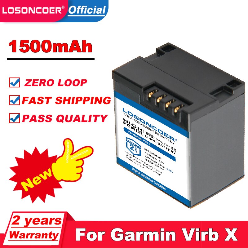 Losoncoer 1500Mah 361-00080-00 Vervangende Batterij Voor Garmin Virb X Compact Virb Xe Actie Camera Batterij