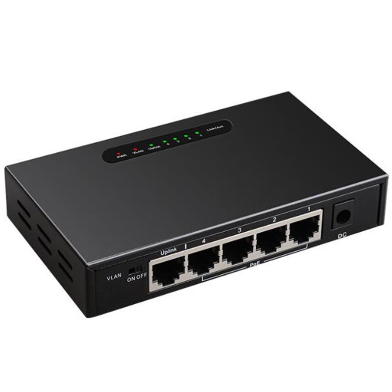 5 Port Poe Gigabit Switch RJ45 Gigabit Ethernet Poort Onbeheerde Desktop Switch Met Vlan Functie Voor Pc Eu Plug