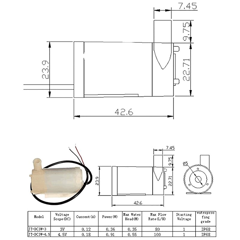 4 stuks  dc 3 v 5 v micro-onderdompelbare mini waterpomp aquarium fonteinset