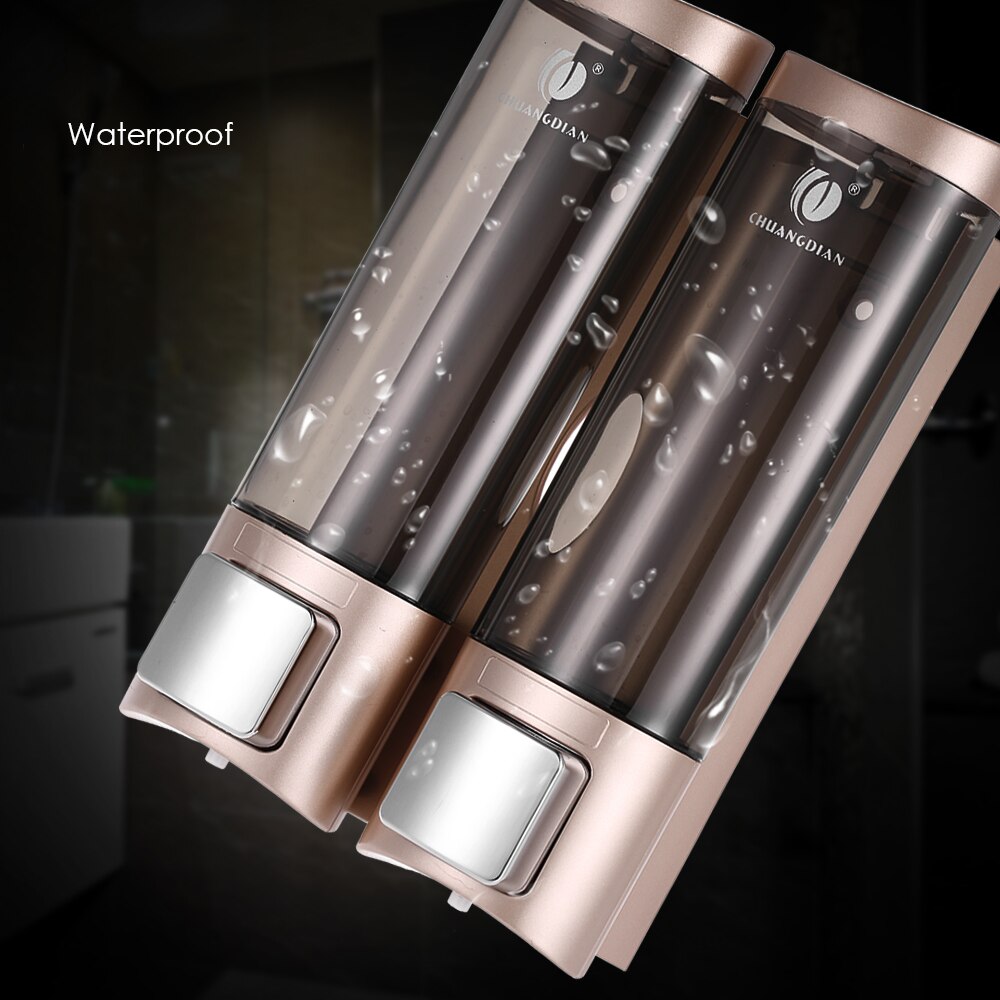 CHUANGDIAN Manual Soap Dispenser 200mlx2 Wall Mount Liquid Shower Gel Dispenser Hand Cleanser for Bathroom Restroom Hotel