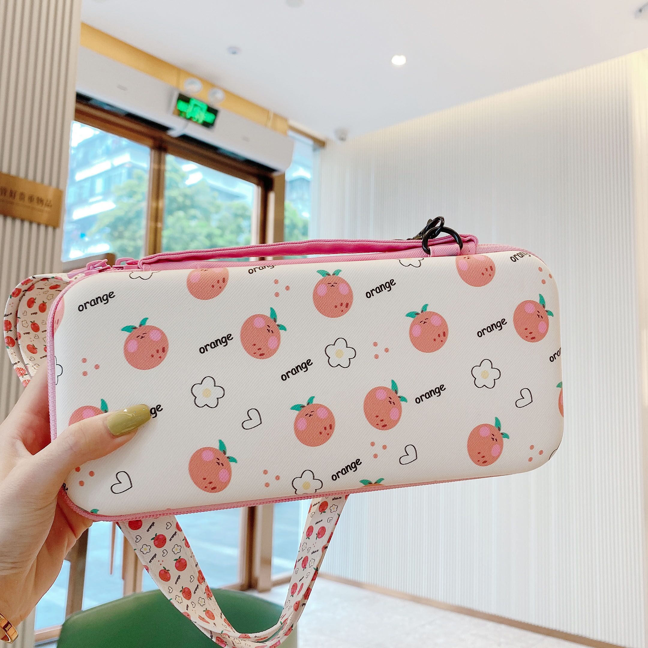 Cute Cartoon Fruit Storage Bag For Nintendo Nintend Switch Game Console Box Shell Cover Kawaii Travel Carrying Protective Case: Orange