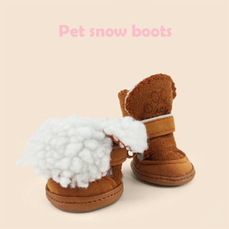 4 Pc Lam Kasjmier Footprint Snowboots Schoenen Hond Warme Schoenen Huisdier Dierbenodigdheden