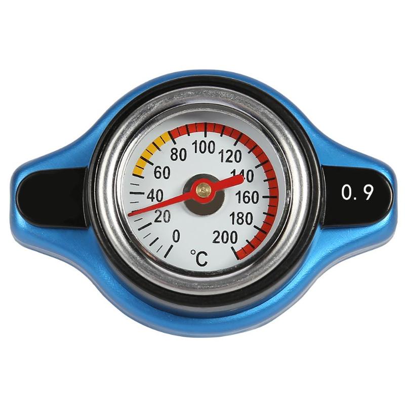 Tapa de radiador para motocicleta y coche, medidor de temperatura del agua con utilidad segura, termo, presión y rendimiento de refrigeración: 0.9Bar