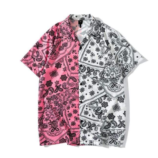 Harajuku Summer Letter Eembroidery Short Sleeve Plaid Shirt Men's Lapel Patchwork Hip Hop Overalls Streetwear Vintage Loose Tops