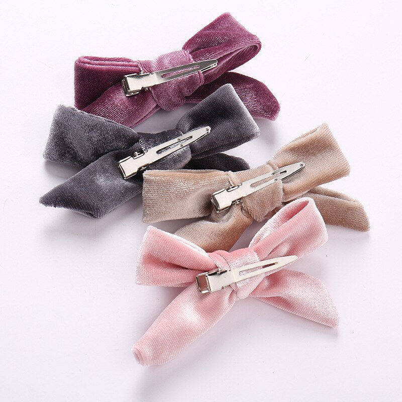 Haaraccessoires Kids Fluwelen Haarelastiekjes Voor Meisjes Solid Knoop Haarspeldjes Baby Mini Haarspelden Handgemaakte Haarspeldjes Hoofddeksels