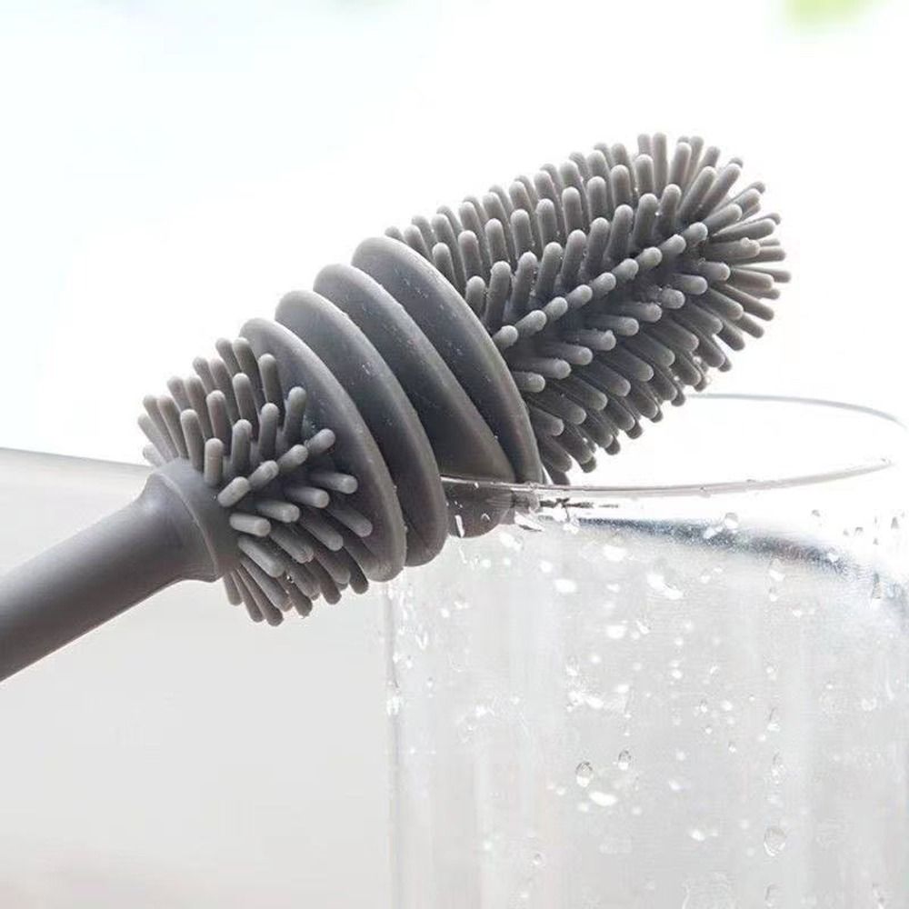 Utile manico lungo Scrubber sospensibile Spazzola per pulizia in silicone Spazzola per bottiglia di latte Spazzola per tazza Scrubber Strumento per la pulizia Detergente per vetro
