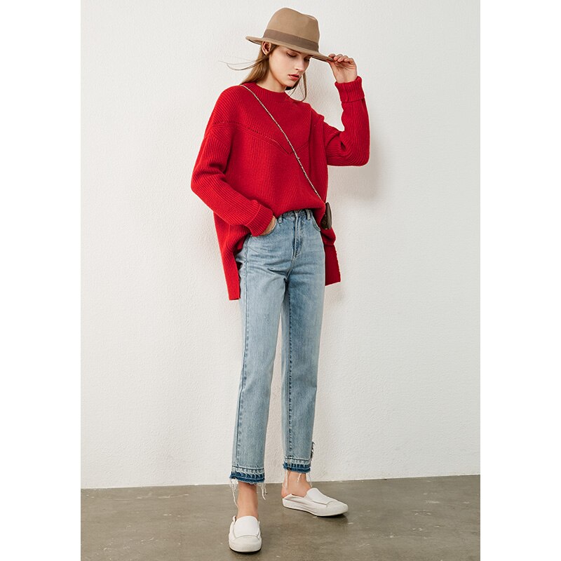 Amii minimalisme herfst winter casual truien voor vrouwen effen oneck losse damestrui dames pullover tops 12040477