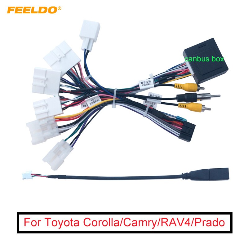 Feeldo Auto 16-Pin Android Kabelboom Power Cable Adapter Met Canbus Voor Toyota Highlander/C-HR/Levin/Wildlander