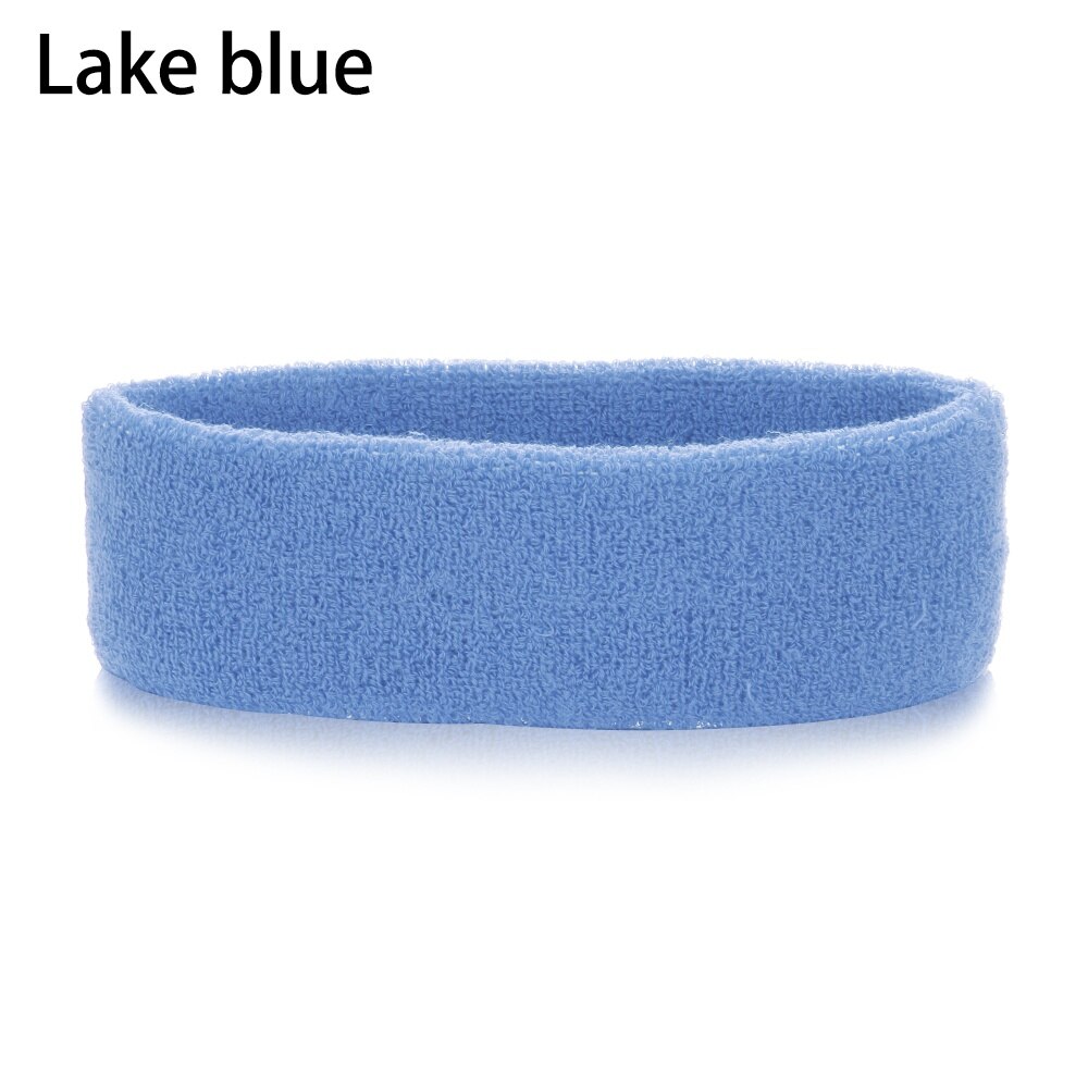 1PC Multicolor Cotton Unisex Sweatband Elastic Athletic Hair Bands Terry Cloth Moisture Wicking Working Outside Sports Accessory: Lake blue