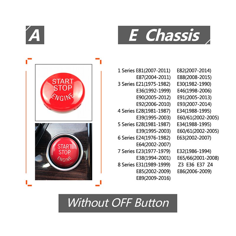 Botón de parada de arranque de motor de coche, piezas de repuesto de coche, herramienta de modificación de vehículo B88