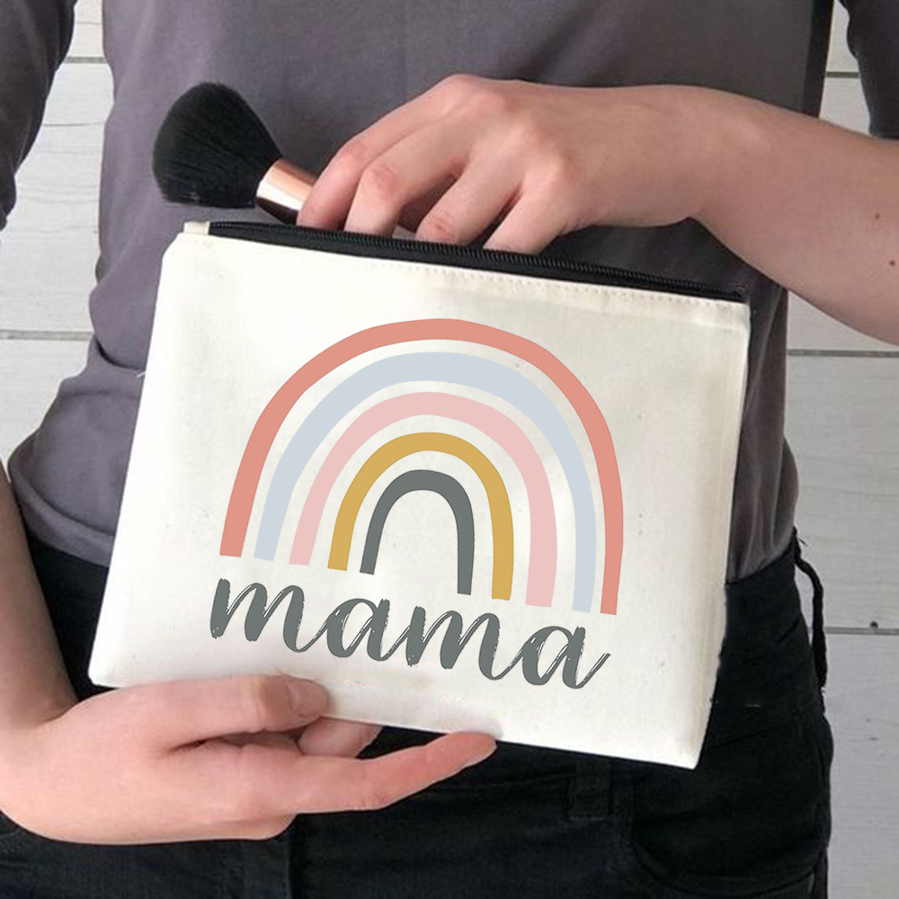 Rainbow Mama torby kosmetyczne piękny nauczyciel torebki na makijaż moda etui na przybory do makijażu zabawna torba do przechowywania duże etui podróżne wielokrotnego użytku: W04039-TBWH-D