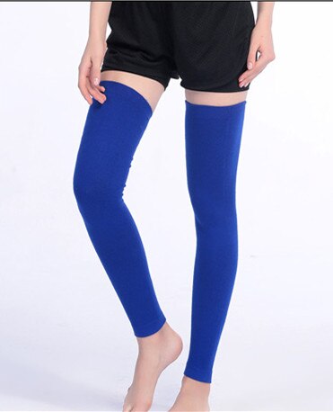 Newly Women Winter Warm Solid Leg Warmers Wool Knitting High Knee Socks Autumn Ruffle Trim Leg Warmers Boot Topper Socks: Blue