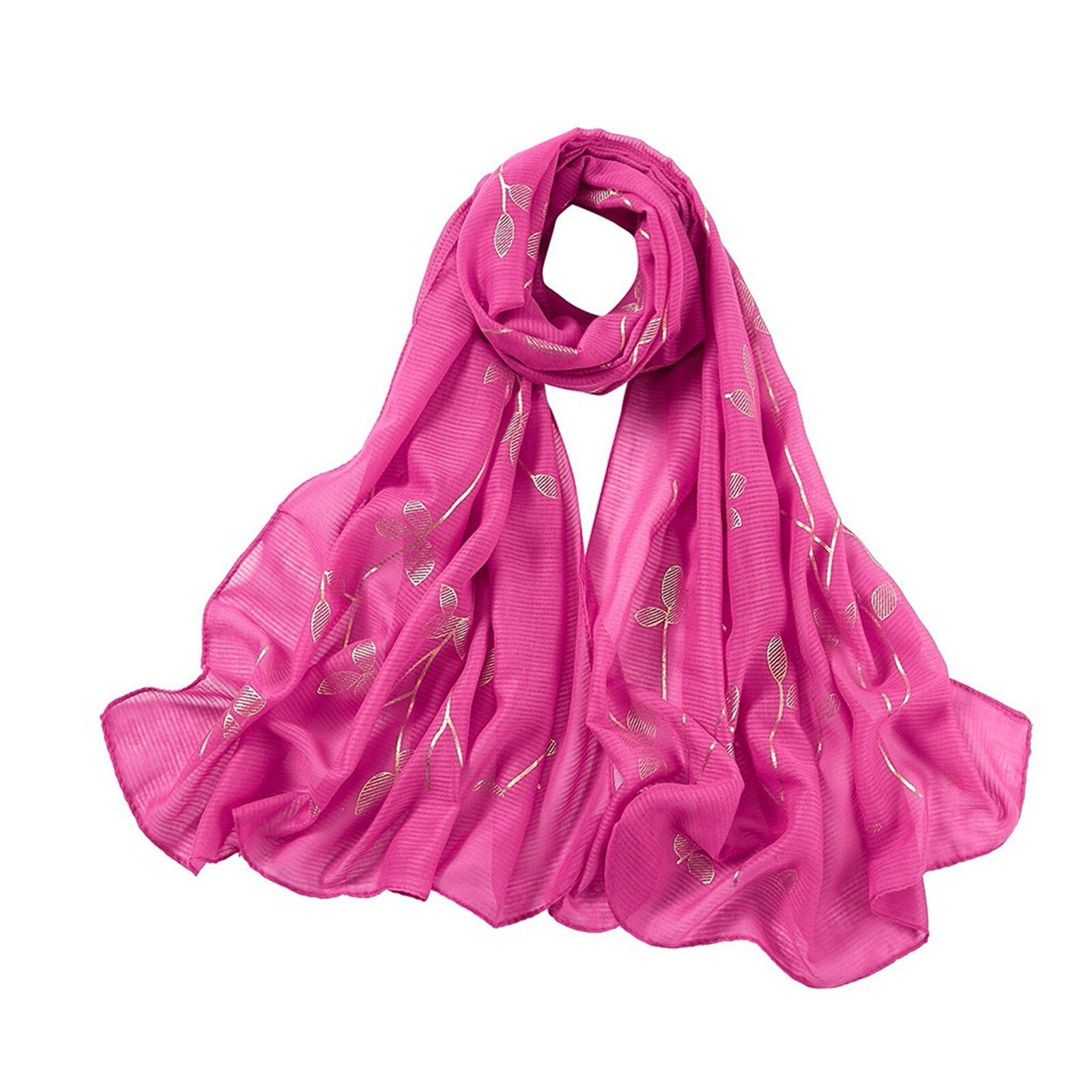 Vrouwen Chiffon Hoofddoek Bloemenprint Hoofd Slijtage Hijab Lange Sjaal Moslim Sjaal Islamitische Hijaabs Arabische Wrap Hoofd Sjaals: Hot Pink 