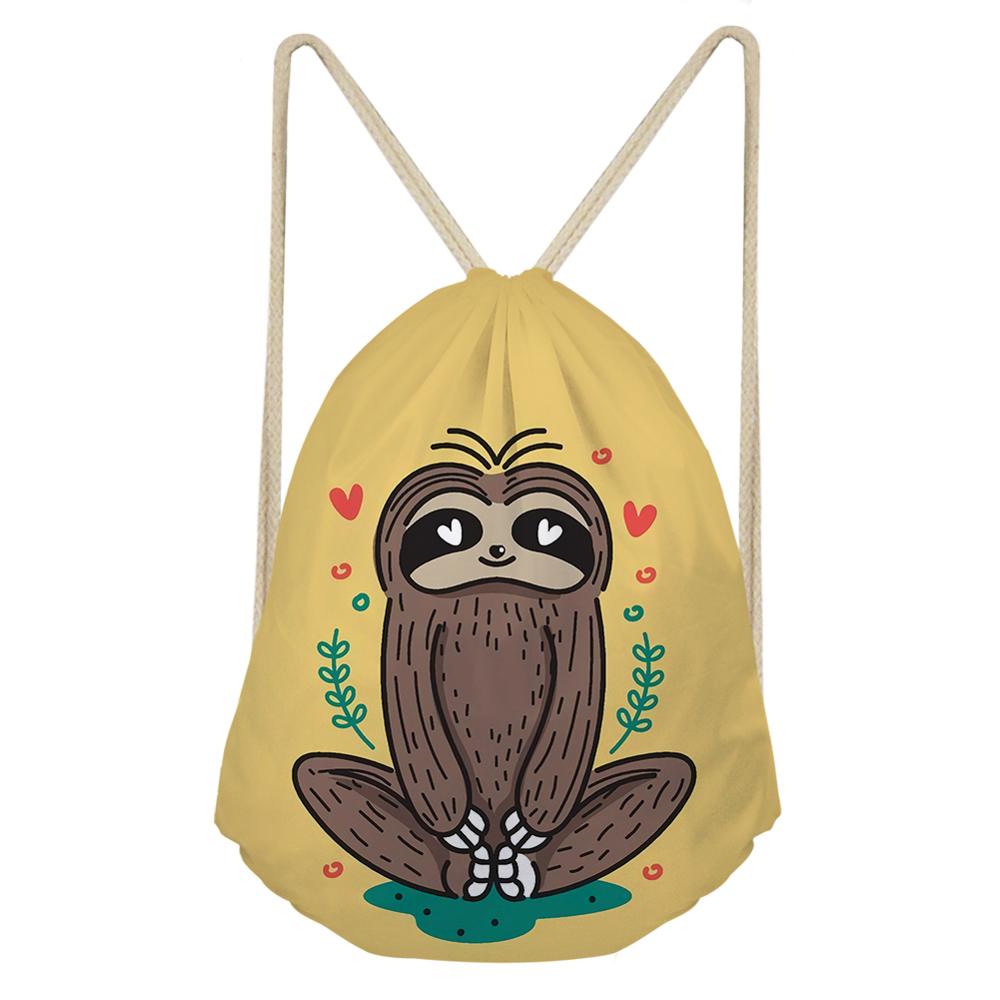 Haoyun schattige boom luiaard geschilderde trekkoord tassen voor vrouwen meisjes linnen trekkoord rugzak rugzak reis opbergzak druppelaar: Cdyh 1061 z 3