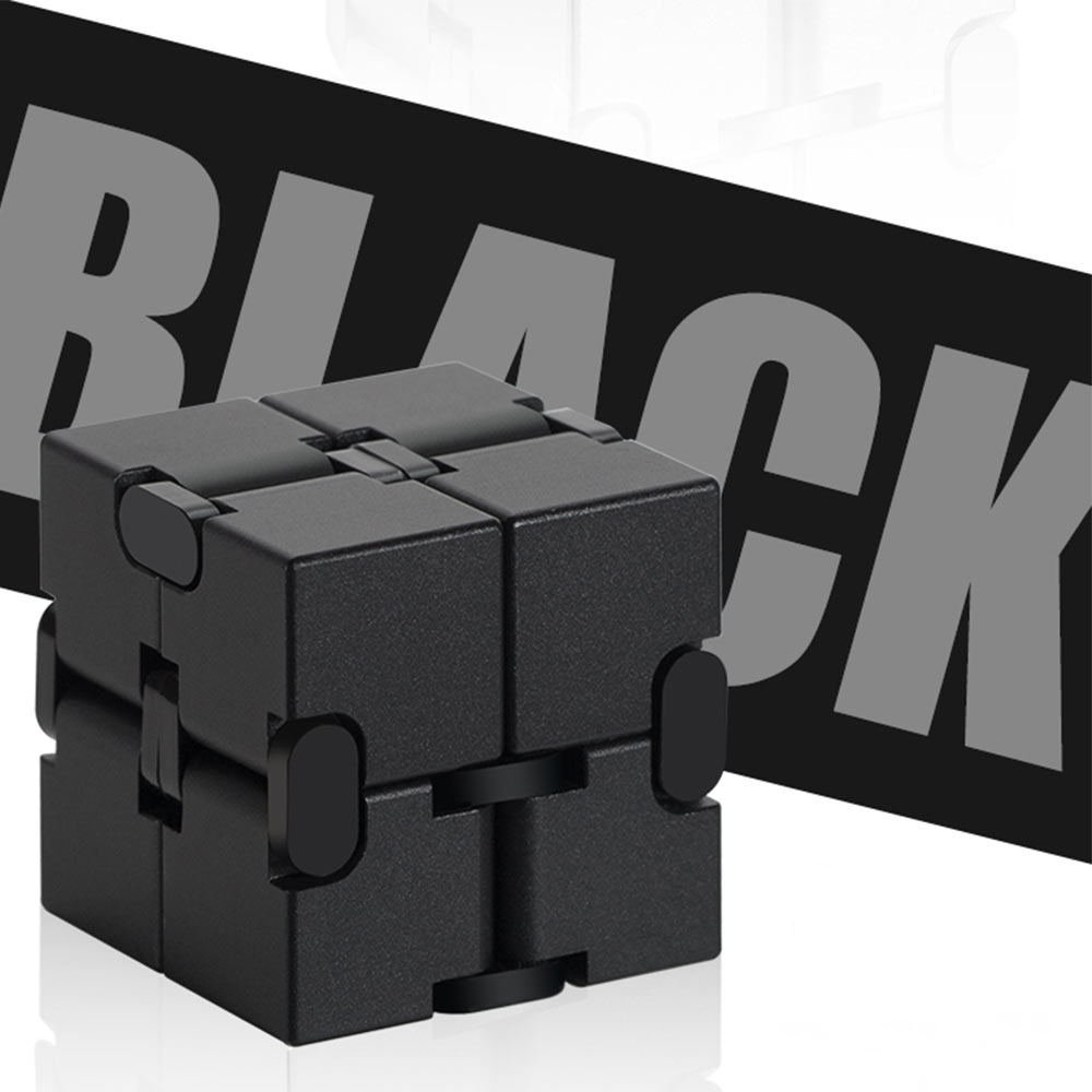 Antistress Oneindige Cube Stress Relief Speelgoed Premium Metal Infinity Cube Draagbare Decompresses Ontspannen Speelgoed Voor Kinderen Volwassenen: Black