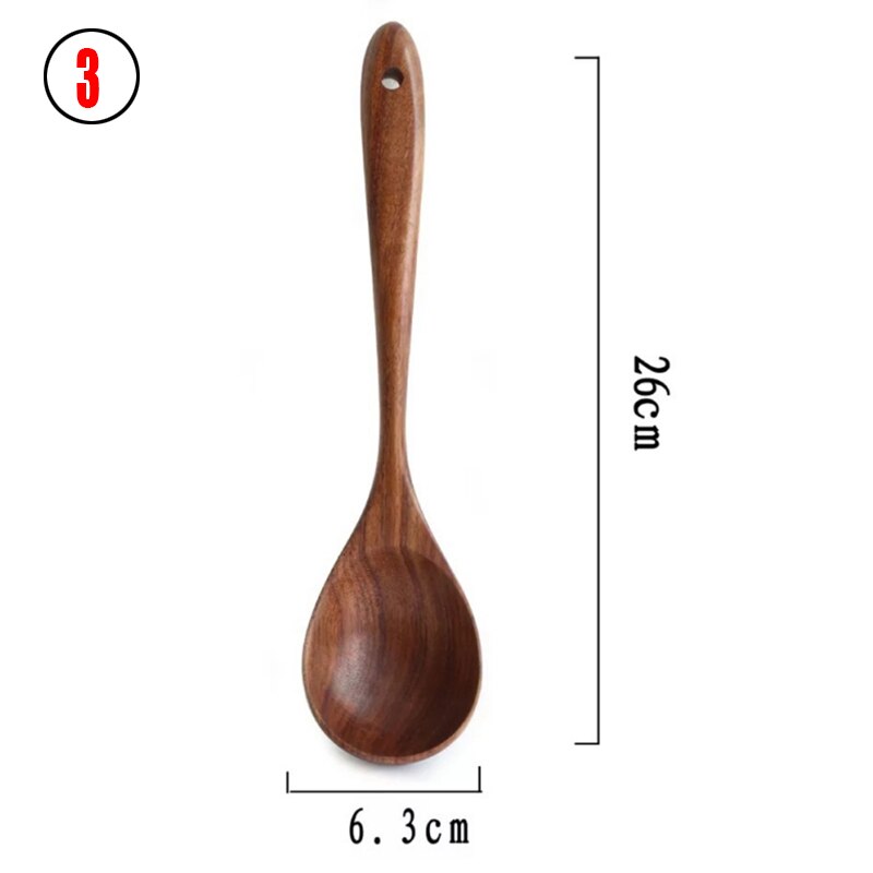 7 Piece Wooden Spoons, Wooden Spoons for Cooking Reusable Wood Kitchen Utensils Set Tools for Cooking Nonstick Cookware: 3