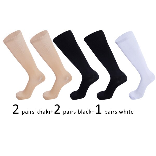 5 Pairs 20-30 Mmhg Graduated Compression Sport Socks Firm Pressure Circulation Orthopedic Support Stockings Hose Long Socks: Lemon Yellow / men