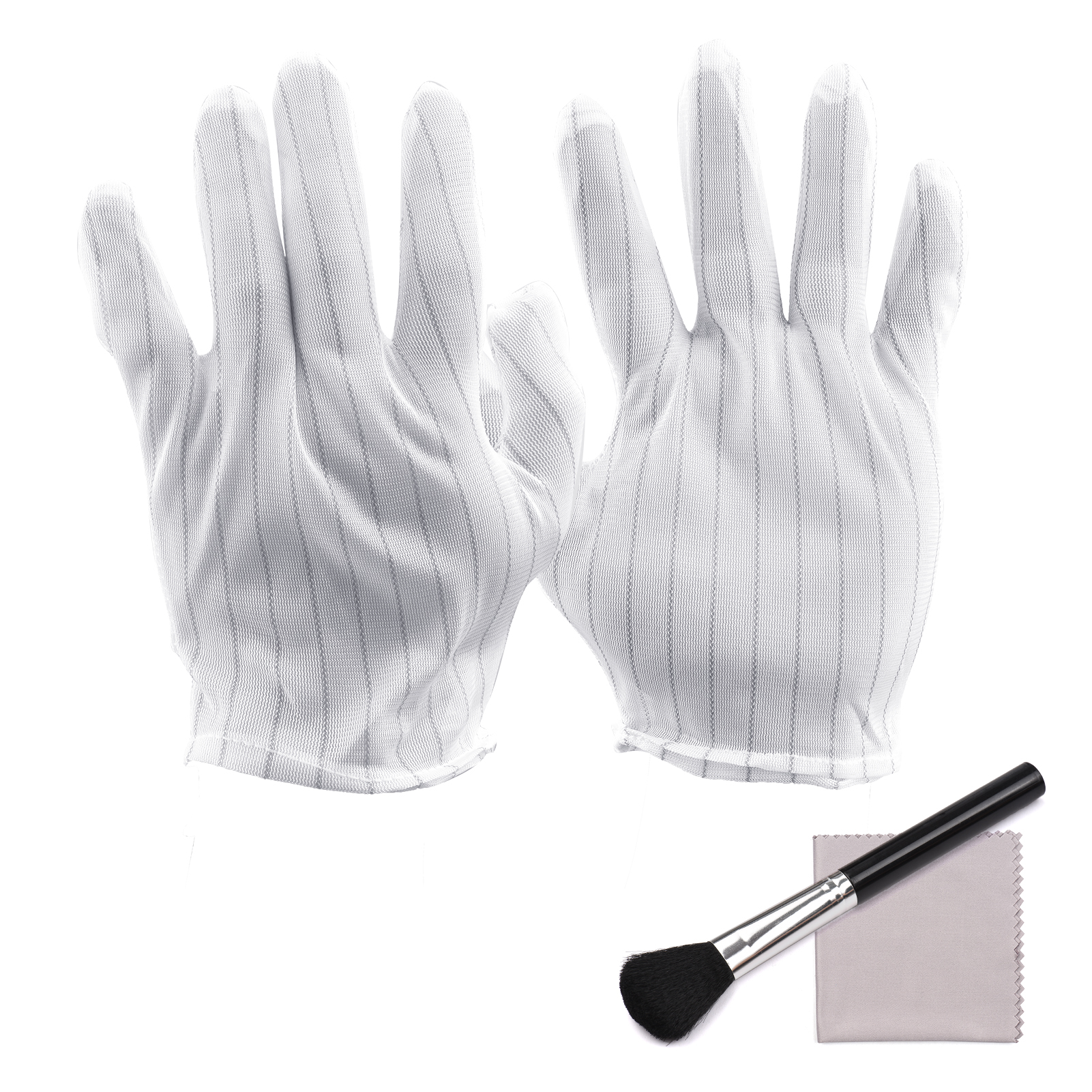 Kit de limpieza de cámara 3 en 1, limpiador de lentes con 1 par de guantes antiestáticos + 1 cepillo para lentes + 1 paño de limpieza para cámara digital DSLR
