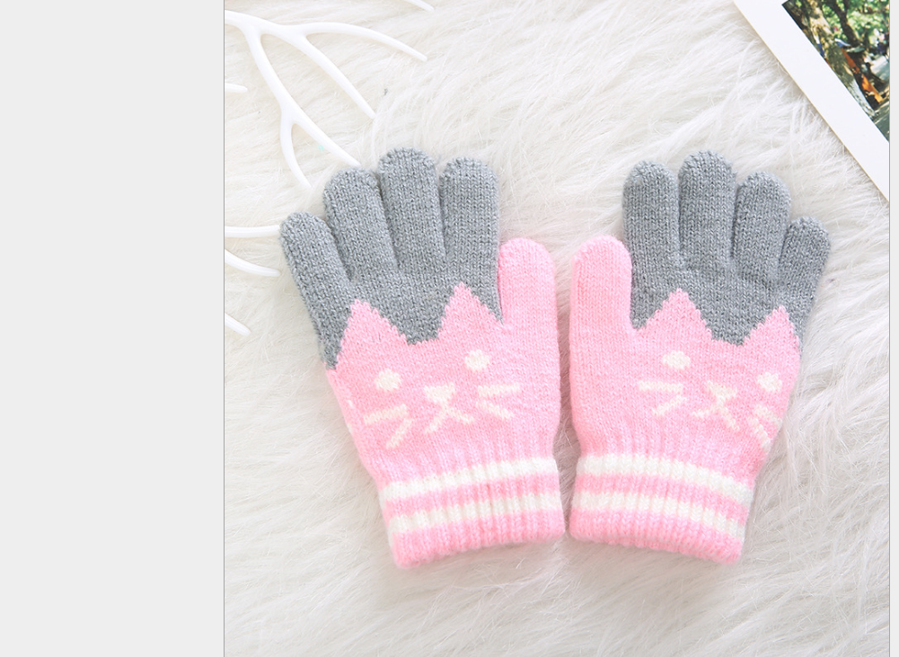 4-8Y Neue Kind Kinder Baby Mädchen Jungen Winter Gestrickte Handschuhe Cartoon Warme Handschuhe Kleinkinder Im Freien Cartoon Katzen Niedlich Handschuhe: Armee Grün