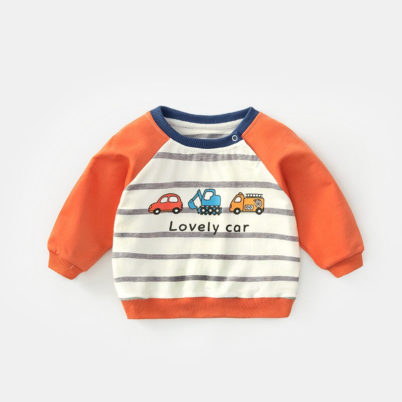 Sweat-Shirt à col rond pour fille et garçon, petite couronne, 0-4 ans, 100% coton, , automne: Orange / 100CM (2-3Y)