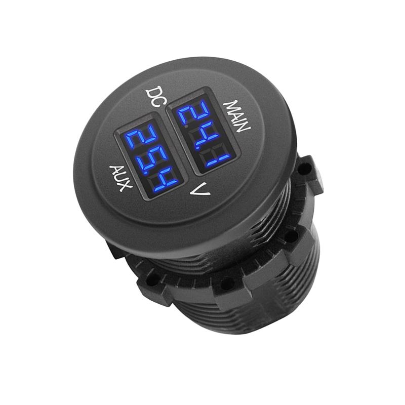 12 v 24 v AUX Wichtigsten Digitale LED Auto Voltmeter Dual Display Spannung Gauge Batterie Monitor Panel für Auto Boot motorrad