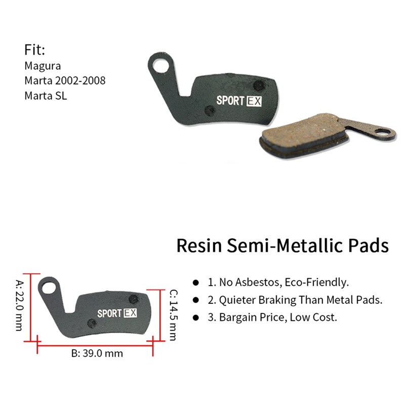 4 Pairs Bicycle Disc Brake Pads For Magura Marta &amp; Marta SL Caliper, Sport EX Class,Resin