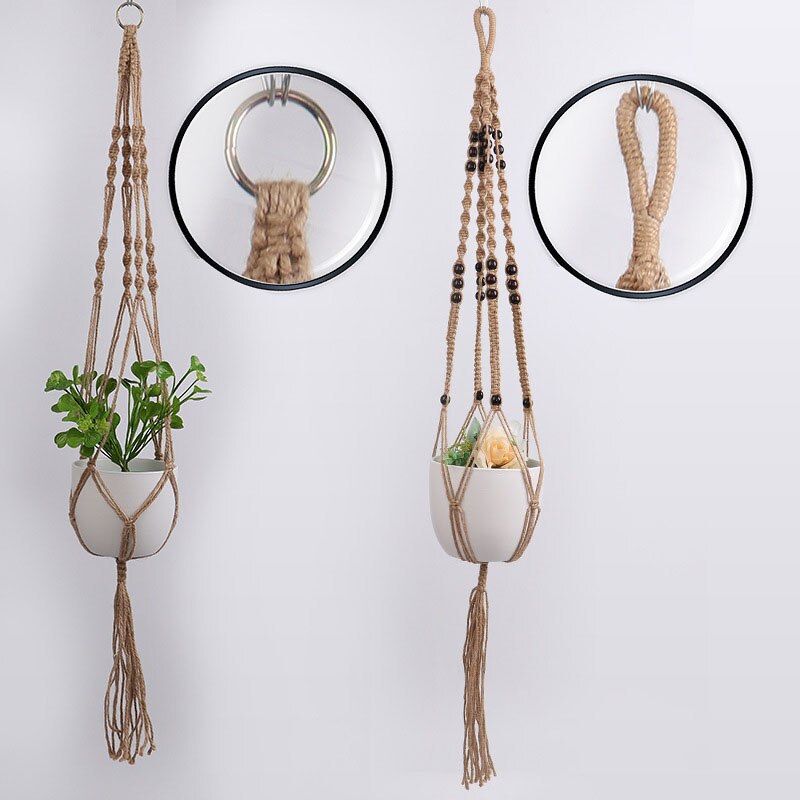 Pot Hanging Hemp Rope Macrame Plant Hanger Holder Flower Pot Hanging Basket Home Vertical Garden Decoration