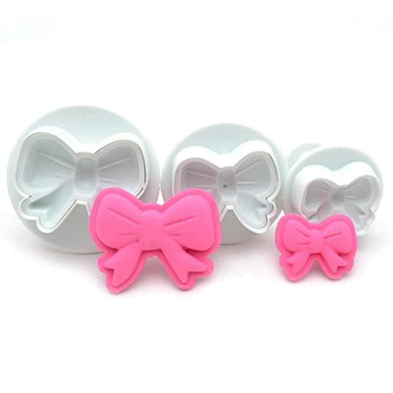3Pcs/set Bow Plunger Sugar DIY Cake Cookies Decorating Fondant Icing Bow Shape Cutter Tools