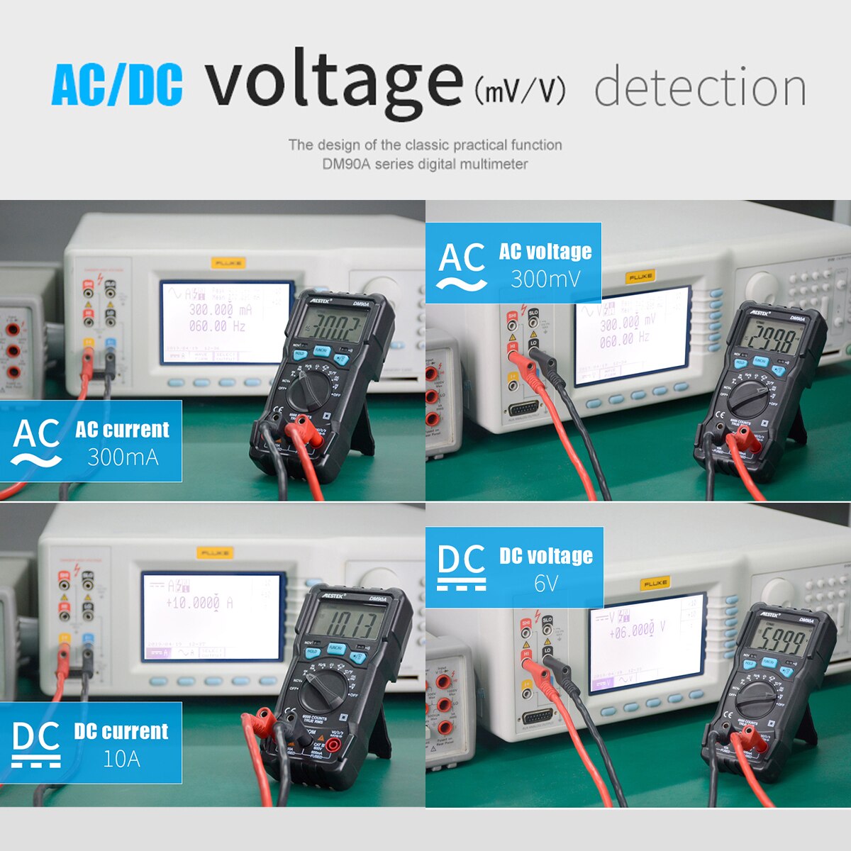 MESTEK DM90A 6000 Counts Auto-ranges True RMS LCD Digital Multimeter AC Voltage/Current Meter Capacitance Resistance Tester