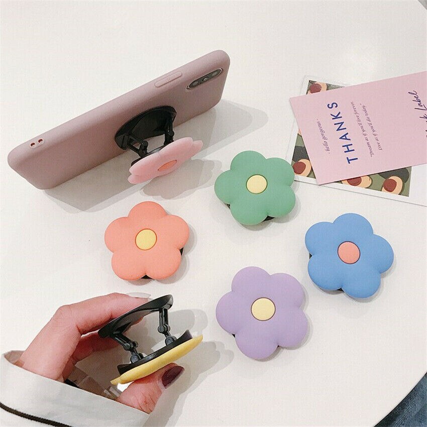 1PCS Cute Cat Paw Colorful Flower Phone Ring Holder Finger Ring Buckle Anti-Fall Foldable Bracket Universal Phone Stand