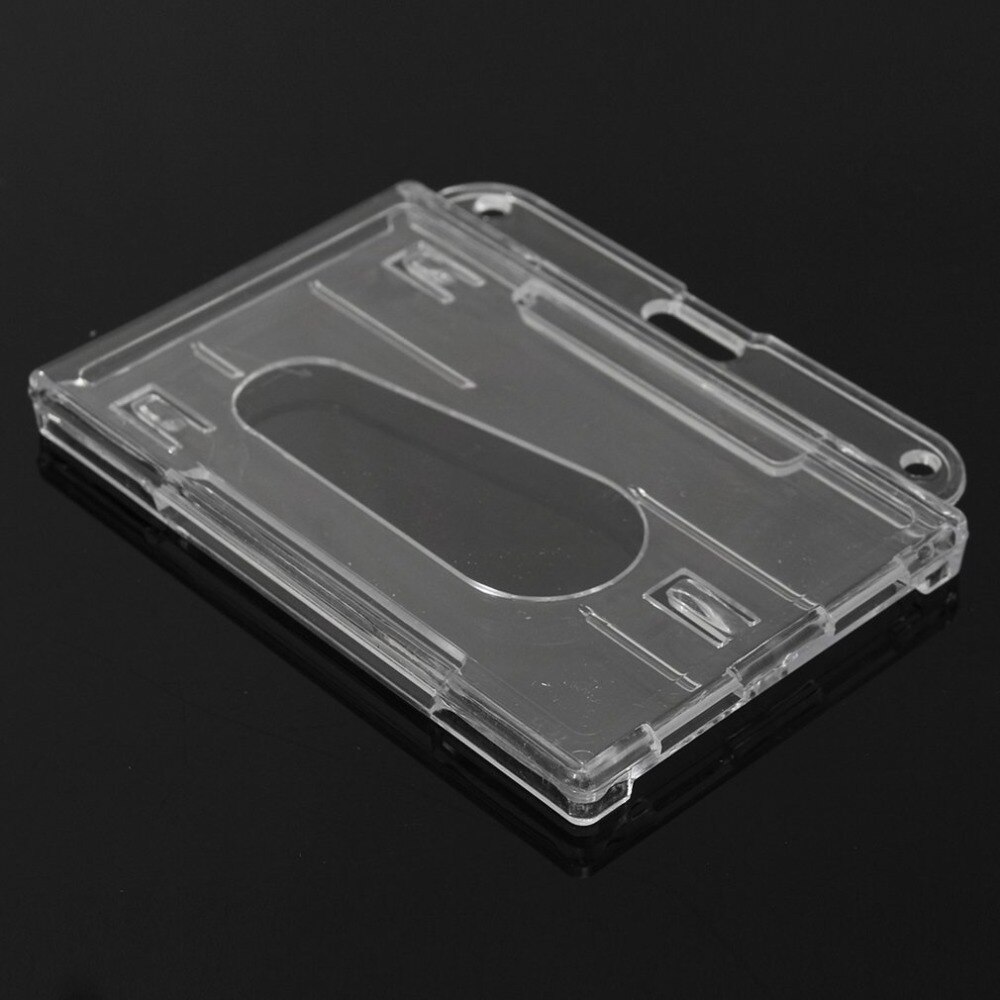 1Pc Card Holders Hard Plastic Double-faced Card Holder Transparent Card Holder Horizontal ID Holders