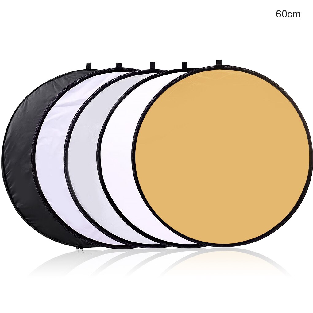 60/80cm 5 in 1 multi-fotostudio-foto-oval-faltbarer lichtreflektor handgriff-fülllichtplatte fotoreflektor: 60cm