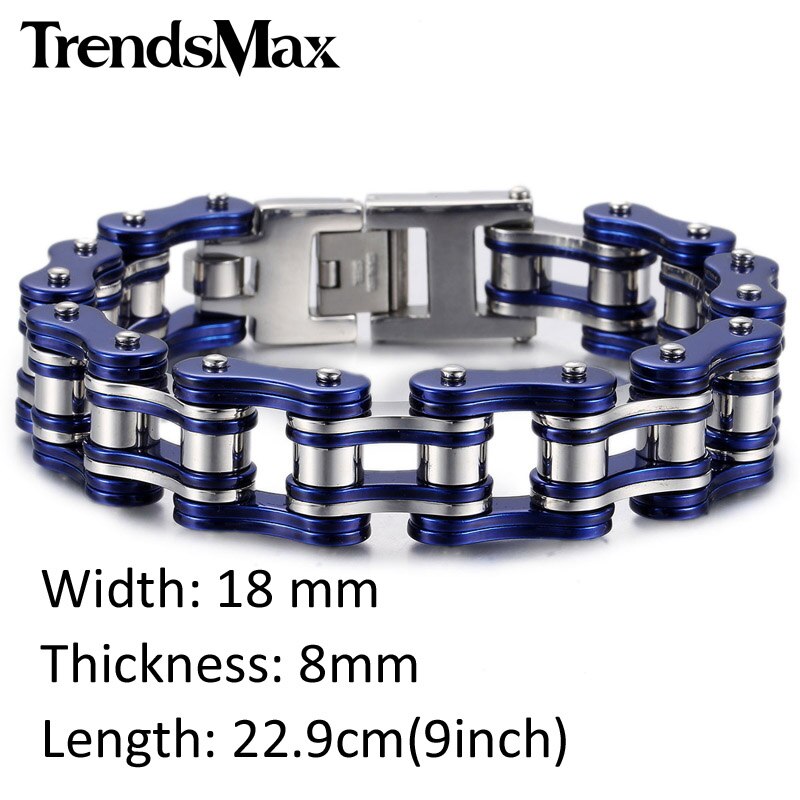 Men's Bracelets Hiphop Biker Motorcycle Link Chain 316L Stainless Steel Bracelet For Male Jewelry 18/18.5/19mm KHBM56: HB275