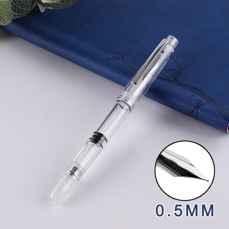 transparent Fountain Pen pen students Office stationery 0.5mm 0.38mm nib calligraph piston ink Pens