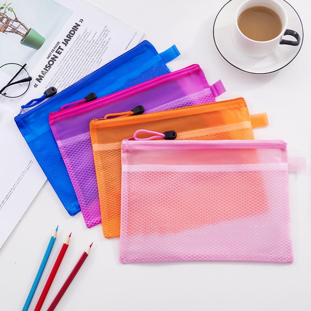 A5 Plastic Gridding Waterdichte Zip Bag Potlood Zipper Bag Layer Dubbele Papieren Document Bestand Bill V5U0