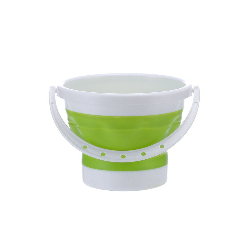 Multi-Function Silicone Foldable Bucket Portable Outdoor Bucket Travel Car Wash Fishing Plastic Bucket: Green mini
