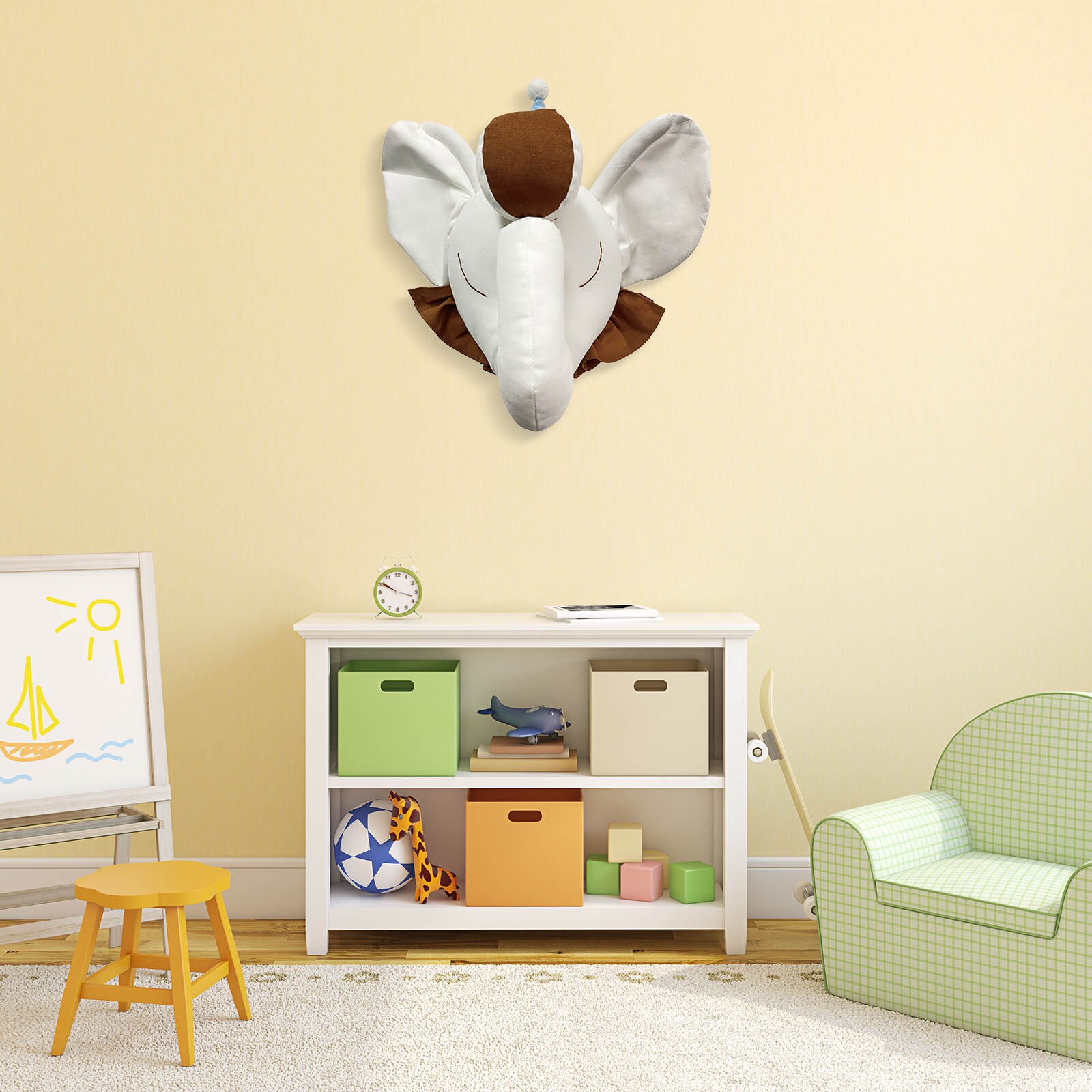 3D dessin animé Animal tête décoration en peluche éléphant jouet enfants chambre ornement jouet mural pour enfants chambre décor