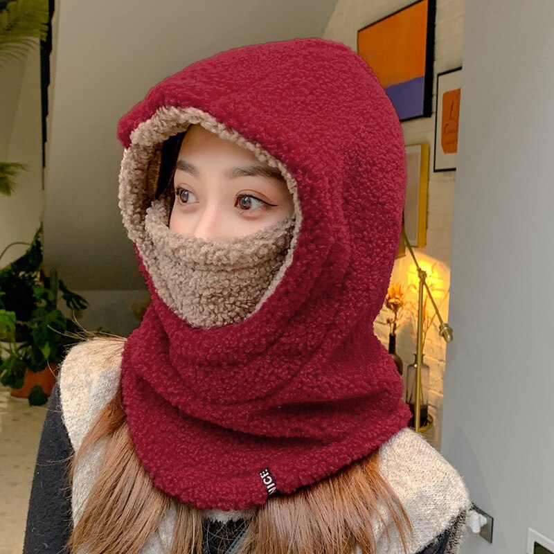 Female Fleece Hat Winter Korean Style Tide Plus Velvet Warm Earmuffs Wool Hats Woman Outdoor Cycling Cold Cap: 10